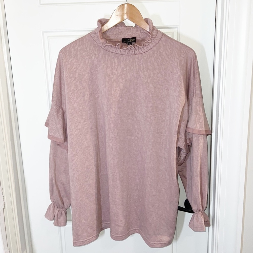 Suzanne Betro Turtleneck Mavea Color Long Sleeve Blouse